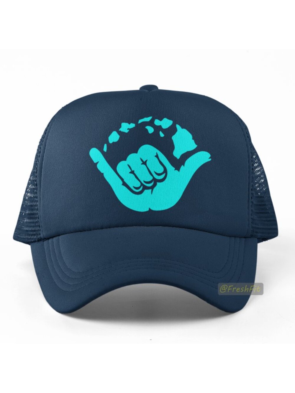 🆕Shaka Hand Sign Hawaii Islands Foam Trucker Hat Mesh Snapback Cap Navy